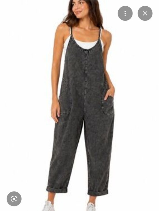 Chelsea & Violet Pants - Chelsea & Violet Jumpsuit Size XS Charcoal Oversized Cuffs Adjustable Straps